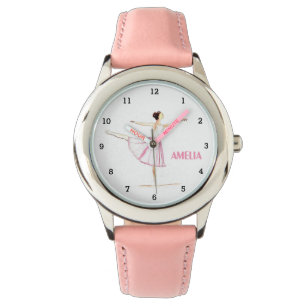Boho Ballerina Ballet Tutu Girl Practice Rosa namn Armbandsur