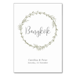 Boho Bamboo Botanical Löv Soft Elegant Greenery Bordsnummer