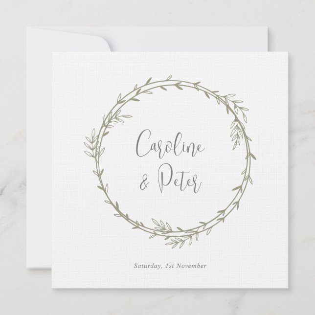 Boho Bamboo Botanical Löv Soft Elegant Greenery Inbjudningar (Framsida)