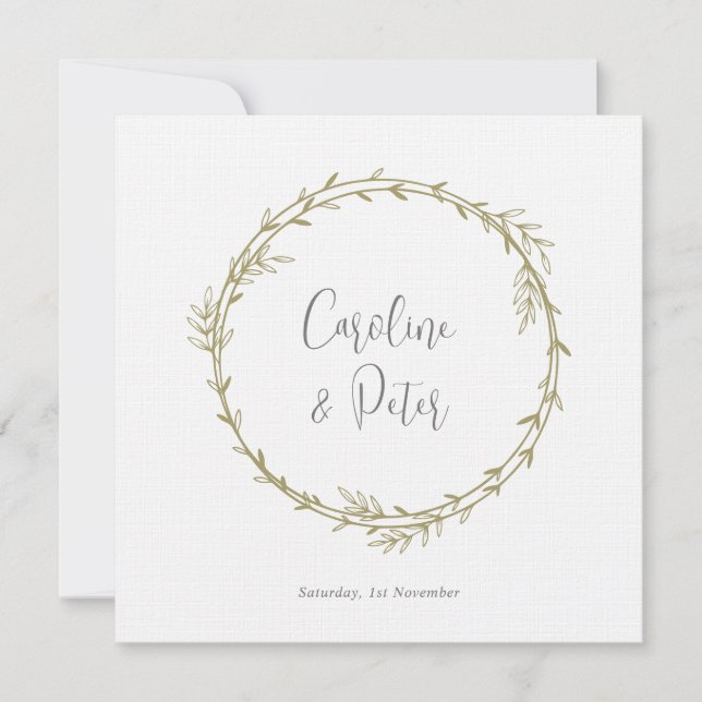 Boho Bamboo Botanical Löv Soft Elegant Greenery Inbjudningar (Framsida)