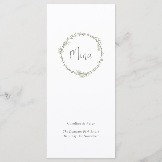 Boho Bamboo Botanical Löv Soft Elegant Greenery Meny (Framsida)