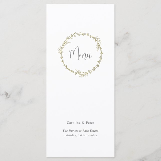 Boho Bamboo Botanical Löv Soft Elegant Greenery Meny (Framsida)