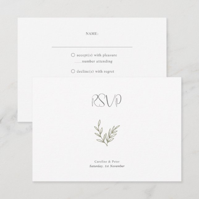 Boho Bamboo Botanical Löv Soft Elegant Greenery OSA Kort (Fram/baksida)