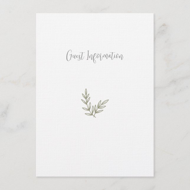 Boho Bamboo Botanical Löv Soft Elegant Greenery Tilläggskort (Framsida)