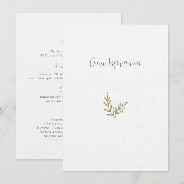 Boho Bamboo Botanisk Blad Mjuk Elegant Grönska Tilläggskort (Fram/baksida)