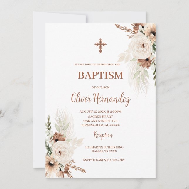 Boho Baptism-inbjudan Inbjudningar (Framsida)