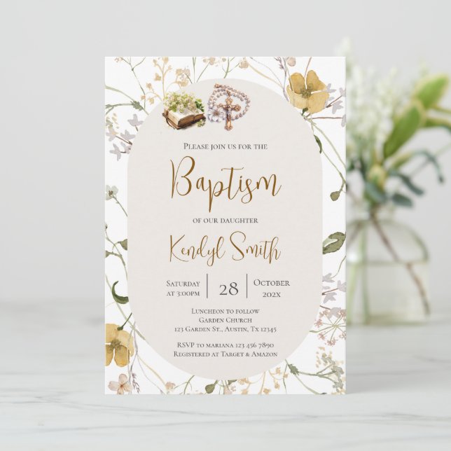 Boho Baptism-inbjudan Inbjudningar (Stående Fram)