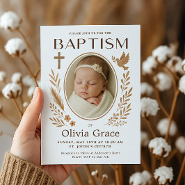 Boho Baptism-inbjudan med foto Inbjudningar