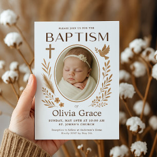 Boho Baptism-inbjudan med foto Inbjudningar