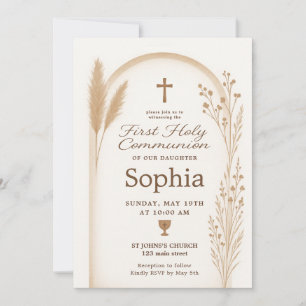 Boho Baptism-inbjudan och tack för din kortuppsätt Inbjudningar