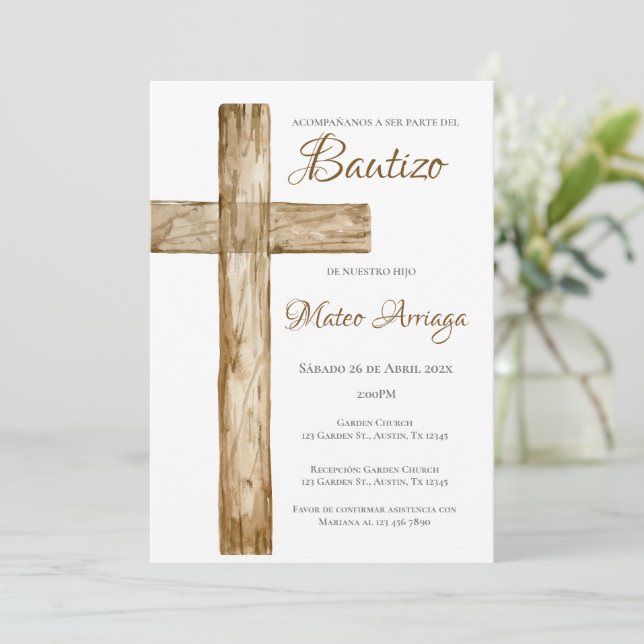 Boho Baptism Inbjudningar (Stående Fram)