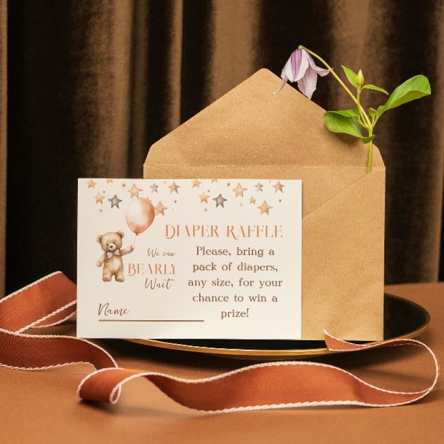Boho Barly Wait Beige Bear Baby Shower Diwer Tilläggskort (Skapare uppladdad)