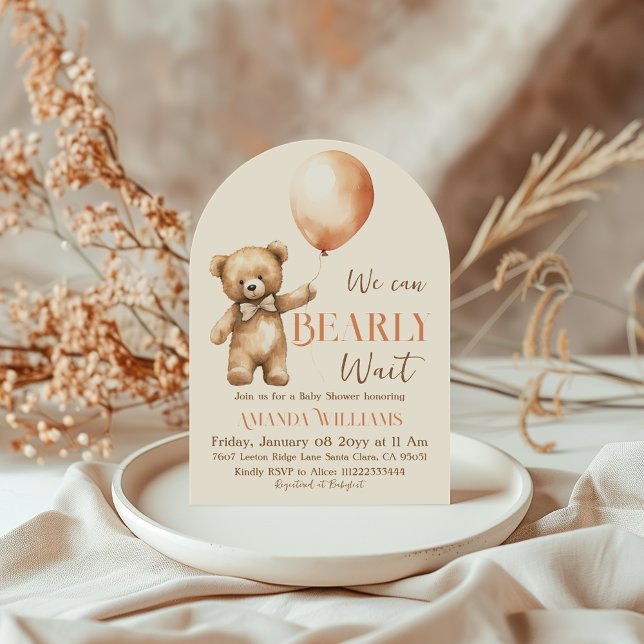 Boho Barly Wait Gender Neutral Bear Baby Shower Inbjudningar (Skapare uppladdad)