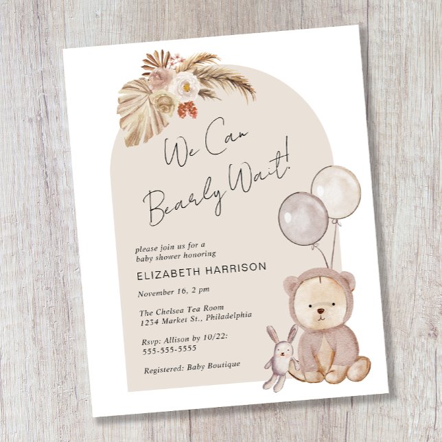 Boho Barly Wait Nalle Baby Shower-inbjudan (Skapare uppladdad)