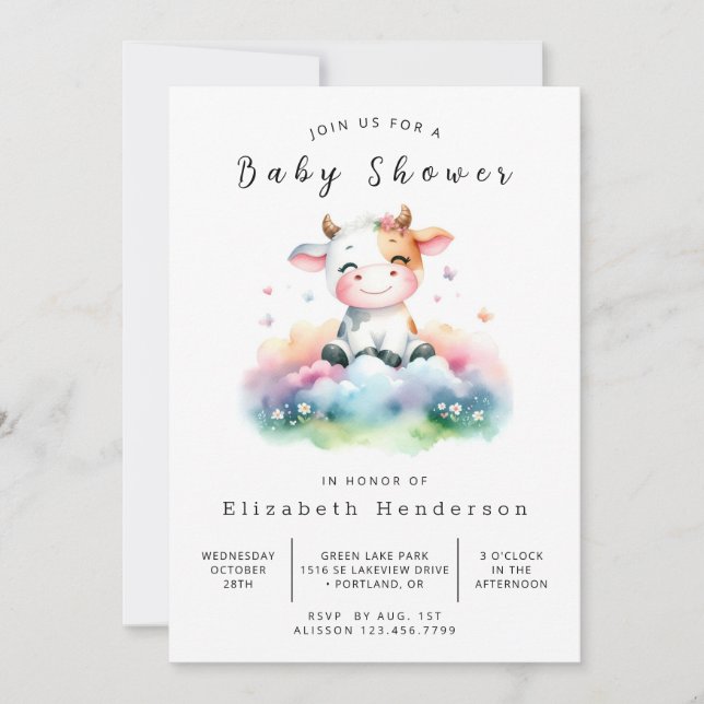 Boho Barn Calf Cow Baby Shower Inbjudningar (Framsida)