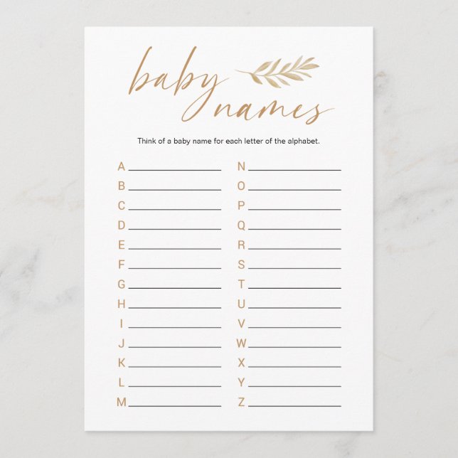 Boho Barn namn Baby Shower-spel Program (Framsida)