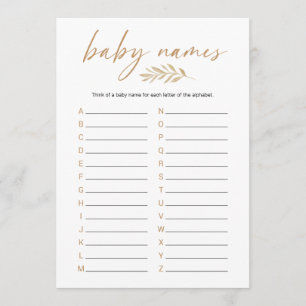 Boho Barn namn Baby Shower-spel Program