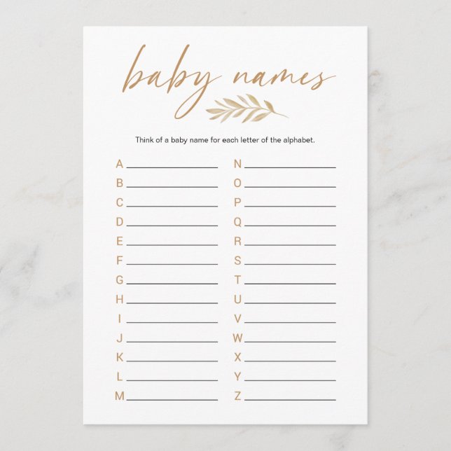 Boho Barn namn Baby Shower-spel Program (Framsida)