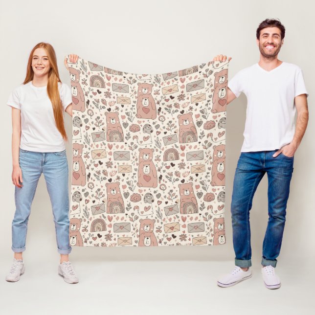 Boho Barn Teddybjörnar med Regnbågar - Jordnära (3 Fleecefilt (På plats)