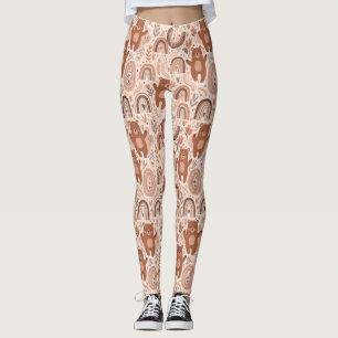 Boho Barn Teddybjörnar med Regnbågar - Jordnära (5 Leggings