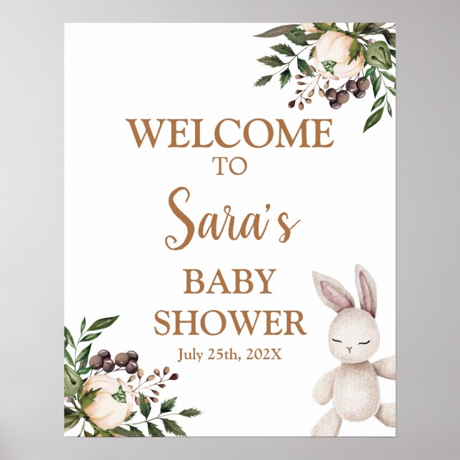Boho-barnkammarbaby shower-välkomstskylt poster (Framsidan)