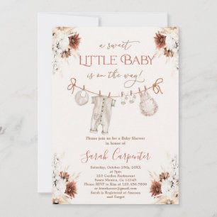 Boho barnkläder baby shower inbjudningar