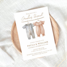 Boho Barnkläder Gender Reveal Party Inbjudan