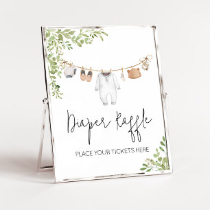 Boho Barnkläders Baby Shower Diaper Raffle Poster