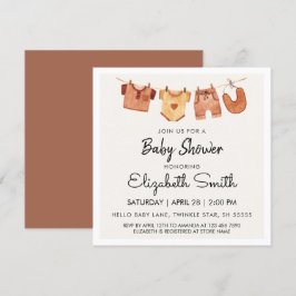 Boho Barnkläders Baby Shower Inbjudningar