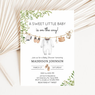 Boho Barnkläders Baby Shower Inbjudningar