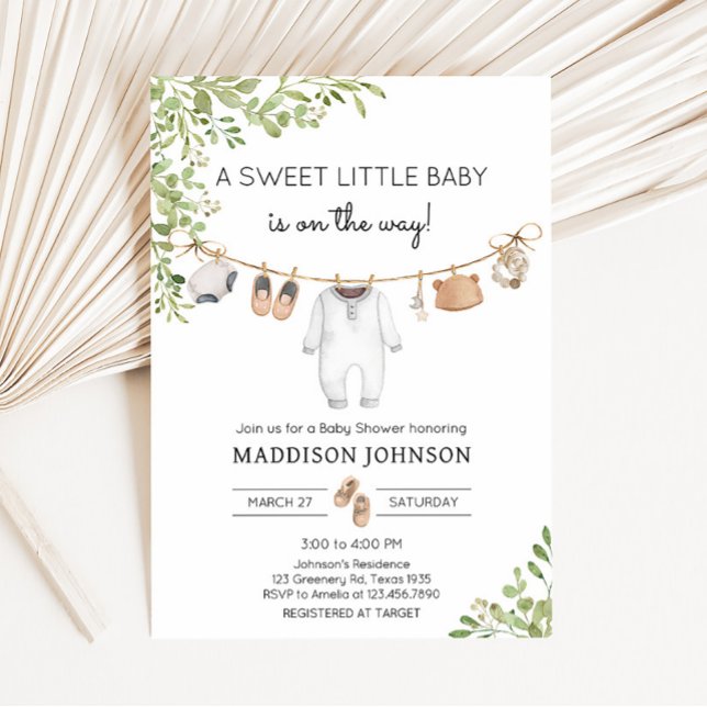 Boho Barnkläders Baby Shower Inbjudningar (A Sweet Little Baby Boho Baby Shower Invitation)