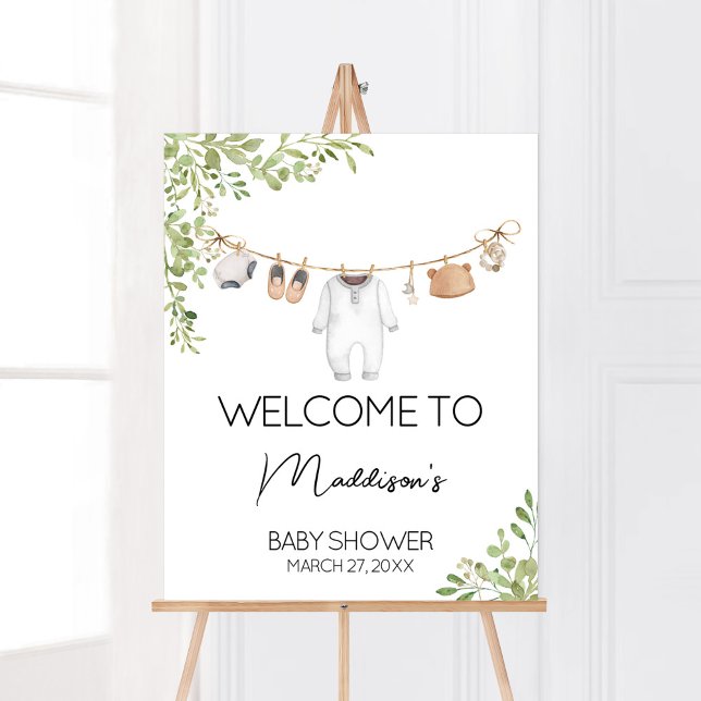 Boho Barnkläders Baby Shower Välkommen Poster (A Sweet Little Baby Boho Baby Shower Welcome Sign)