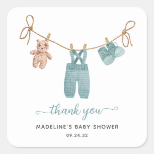 BOHO Barnkläders Boy Baby Shower Fyrkantigt Klistermärke