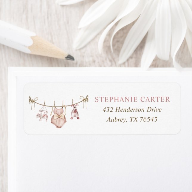 Boho Barnkläders Boy Baby Shower Returadress Etikett (Insitu)