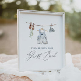 Boho Barnkläders Boy Shower Guest Bok-tecken Poster