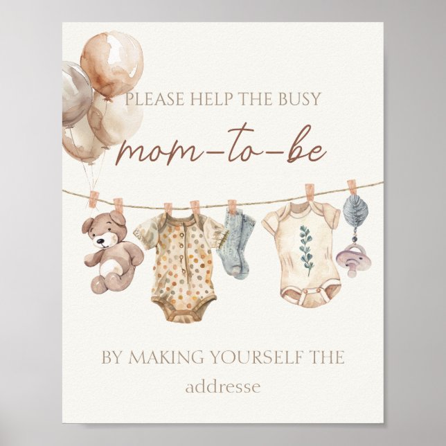 Boho Barnkläders Busy Mamma to be Adress Poster (Framsidan)