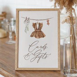 Boho Barnkläders Girl Baby Shower Cards and Gifts Poster