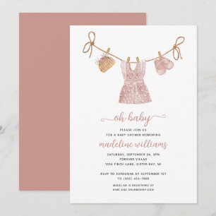 BOHO Barnkläders Girl Girl Oh Baby Shower Inbjudningar