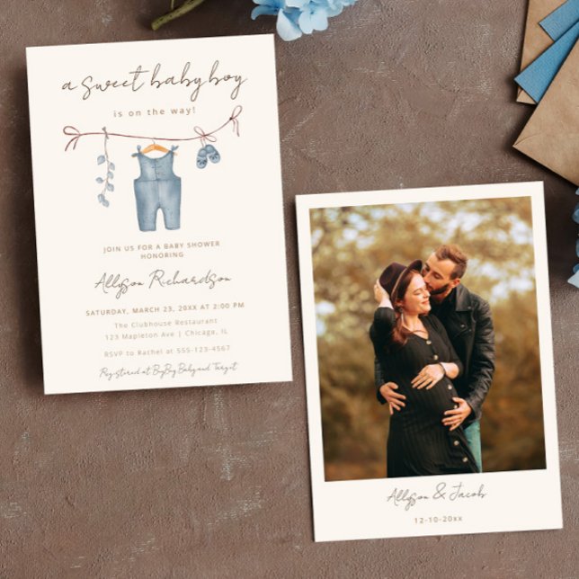 Boho barnkläders söt pojke babydusch inbjudningar (Skapare uppladdad)