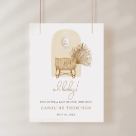 Boho Barnvagn Baby Shower Välkomstaffisch Poster