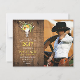 Boho Barnwood Sunblommblommor Skull Photo Studente Meddelande