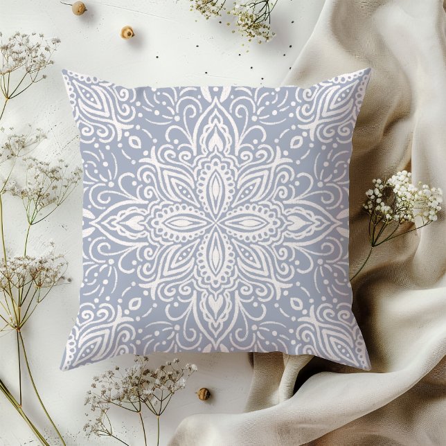 Boho Barrett Mandala ljusslate grått Kudde (Skapare uppladdad)