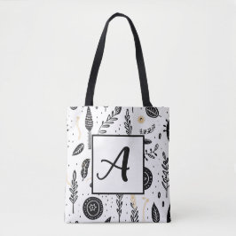 Boho Basic Black and White Tote Bag Tygkasse