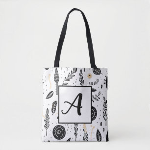 Boho Basic Black and White Tote Bag Tygkasse