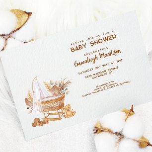 Boho Bassinet Nursery Baby Shower-inbjudan Vykort