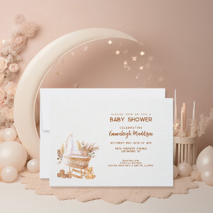 Boho Bassinet Nursery Baby Shower Inbjudningar