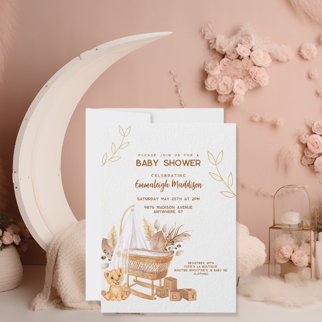 Boho Bassinet Nursery Baby Shower Inbjudningar (Skapare uppladdad)