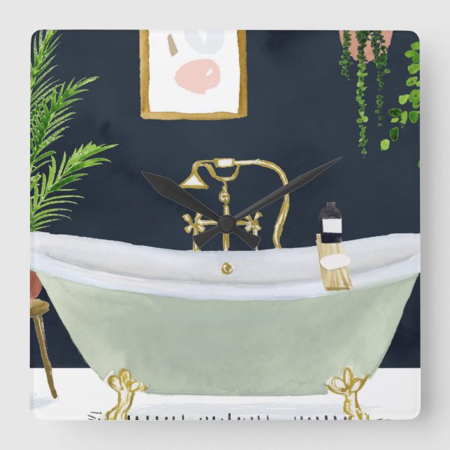 Boho Bath I Fyrkantig Klocka (Framsida)