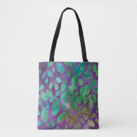 Boho Batik Lila Grönt Abstrakt Löv Mönster
