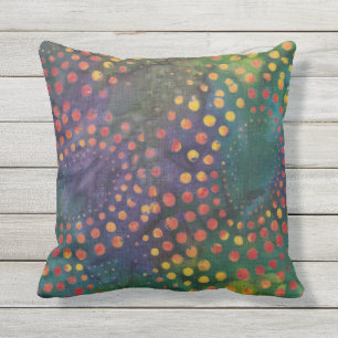 Boho Batik Rainbow Dots Mönster Lila Grönt Kudde